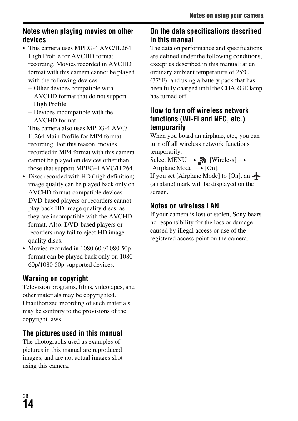 Sony ILCA-77M2Q User Manual | Page 14 / 92