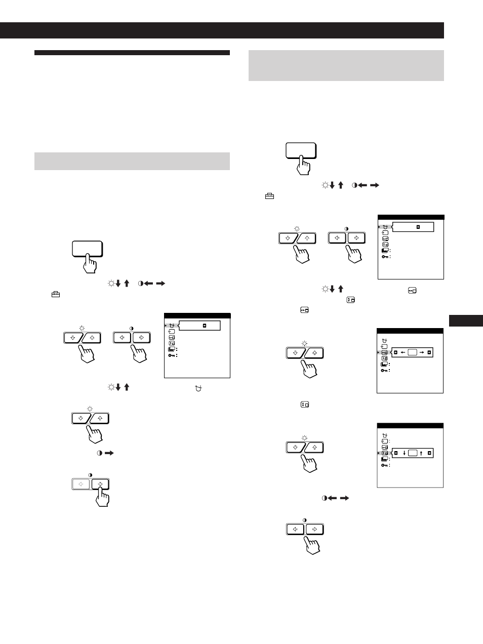 Uso de la indicación en pantalla opcion, Personalización del monitor, Desmagnetización de la pantalla | Cambio de la posición de la indicación en pantalla, Fd es i j | Sony GDM-500PS User Manual | Page 55 / 63