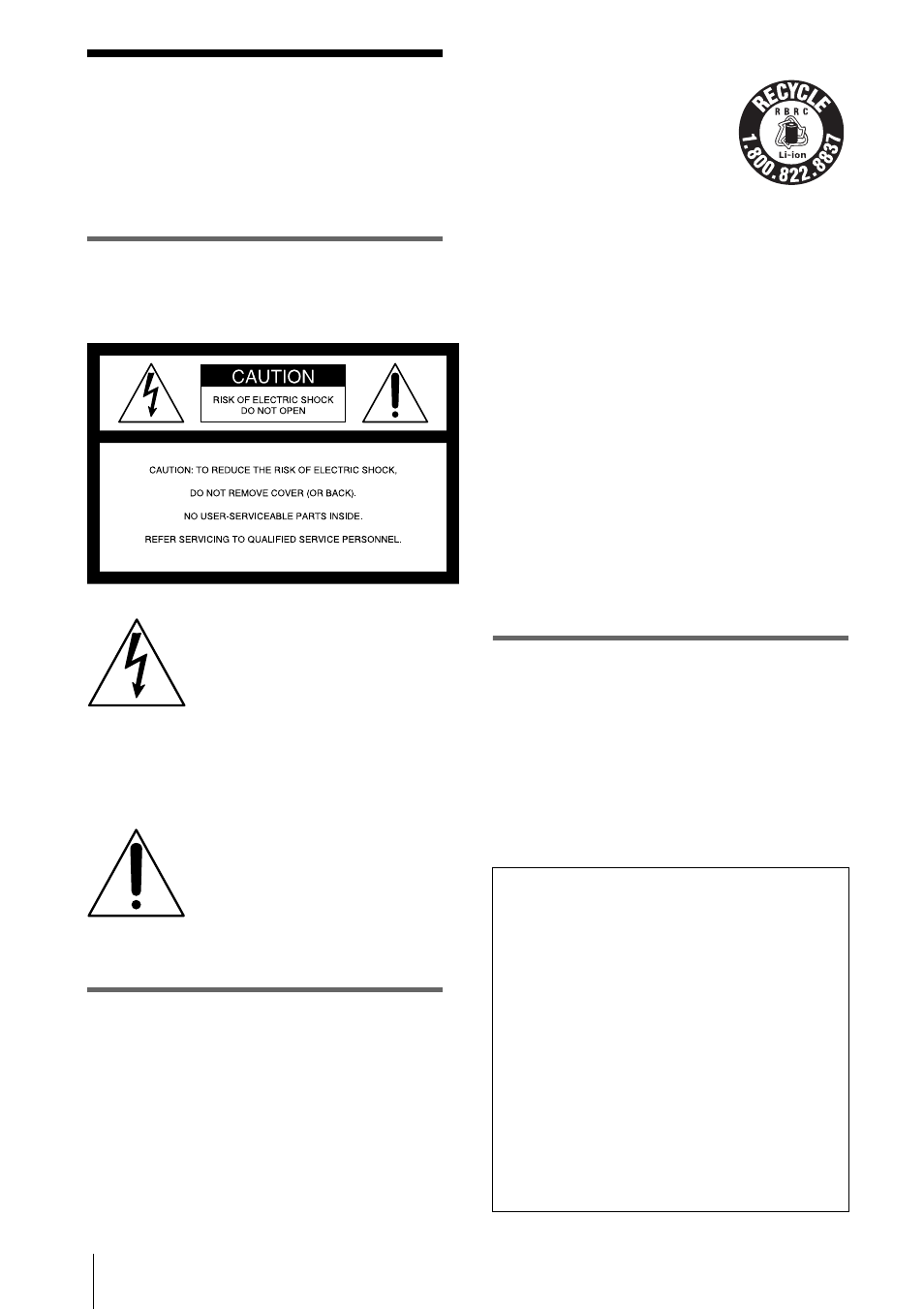 Read this first, Warning, For customers in the u.s.a. and canada | For customers in the u.s.a | Sony DCR-IP1 User Manual | Page 2 / 116