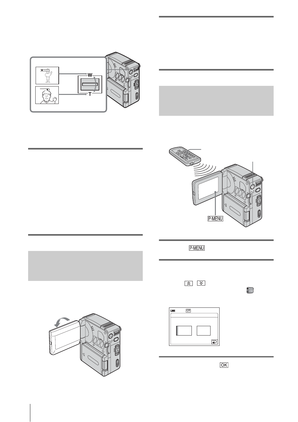 Recording in mirror mode, Using the self-timer, Recording in mirror mode using the self-timer | Sony DCR-IP1 User Manual | Page 24 / 116