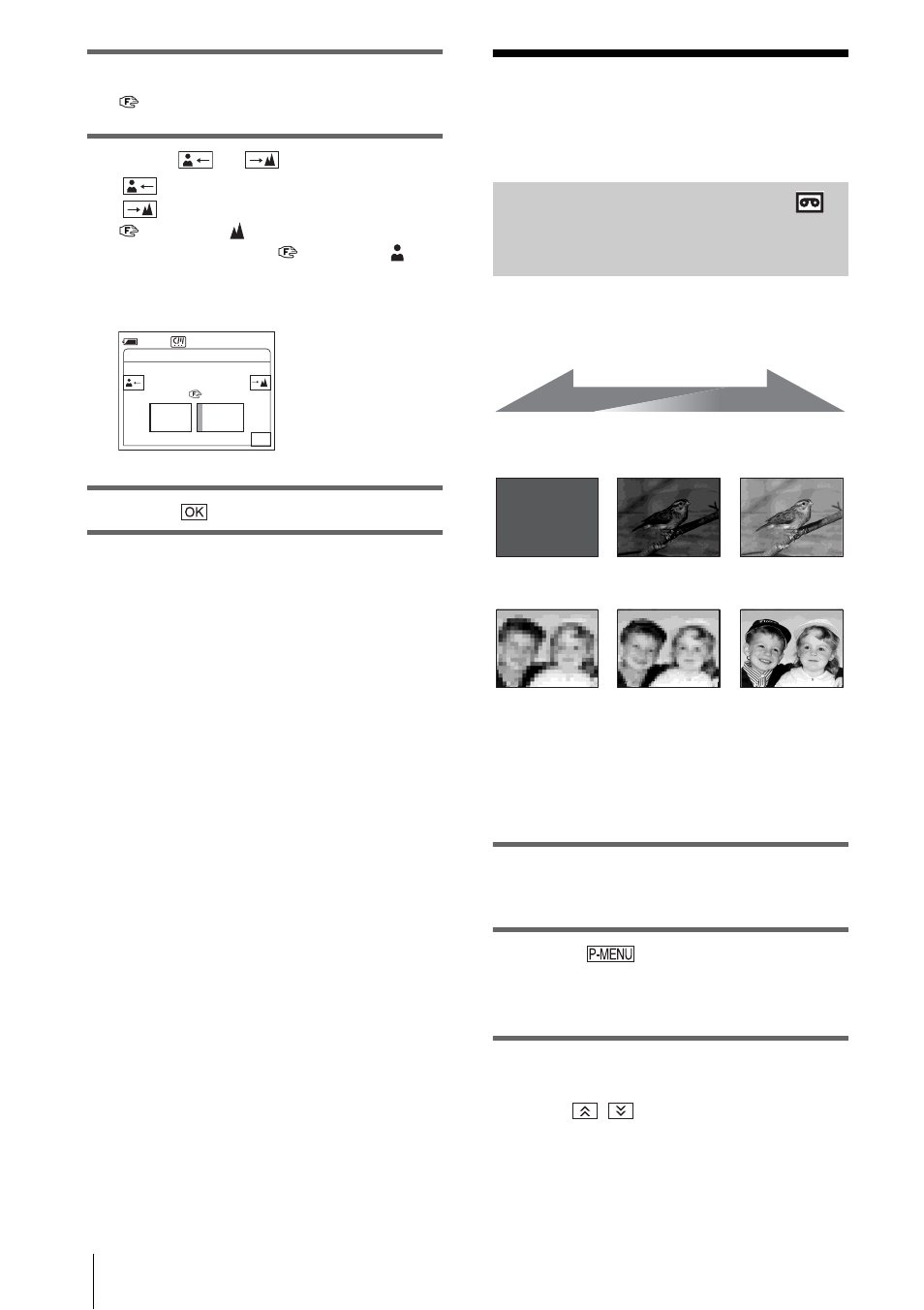 Recording a picture using various effects, Fading in and out of a scene — fader, Fading in and out of a scene | Fader | Sony DCR-IP1 User Manual | Page 32 / 116