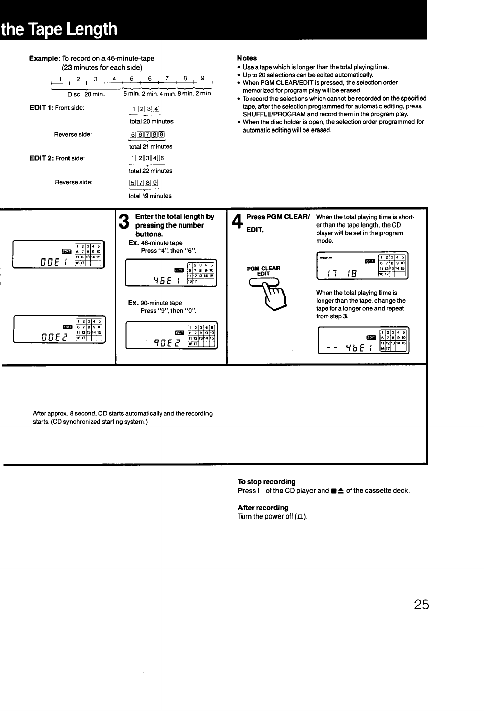 The tape length, H b e i | Sony CFD-470 User Manual | Page 25 / 34