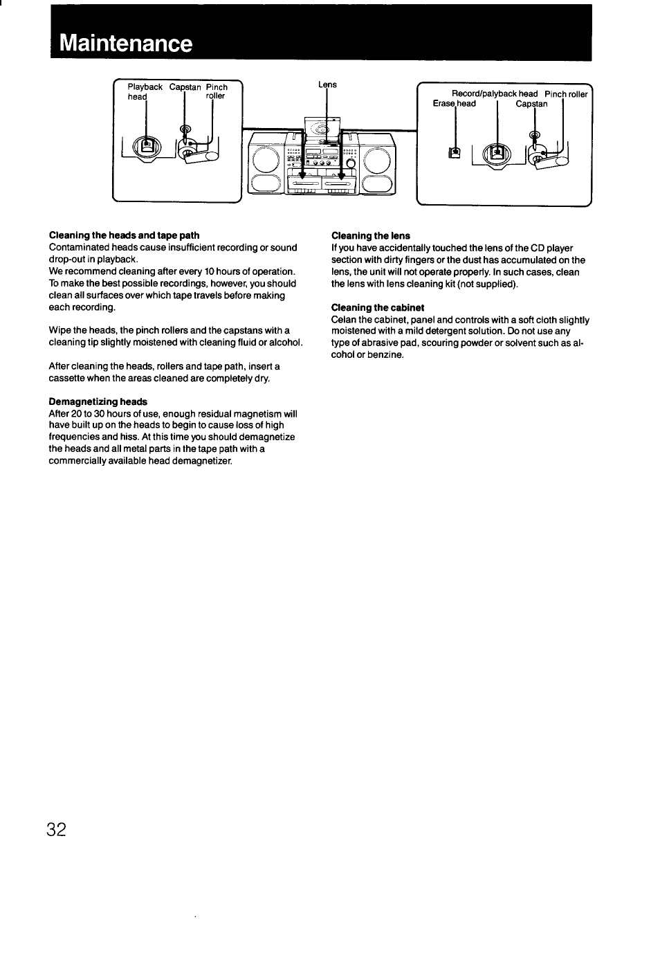 Maintenance | Sony CFD-470 User Manual | Page 32 / 34