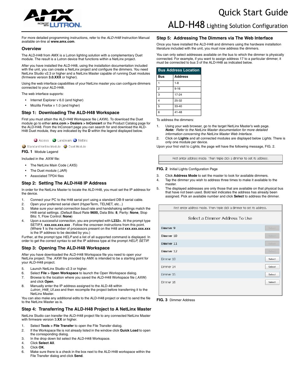 AMX Network Lighting Solution ALD-H48 User Manual | 2 pages