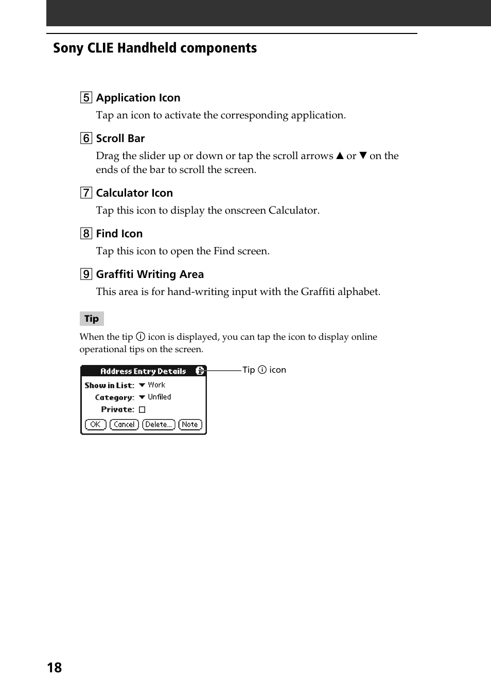 Sony clie handheld components | Sony PEG-S320 User Manual | Page 18 / 57