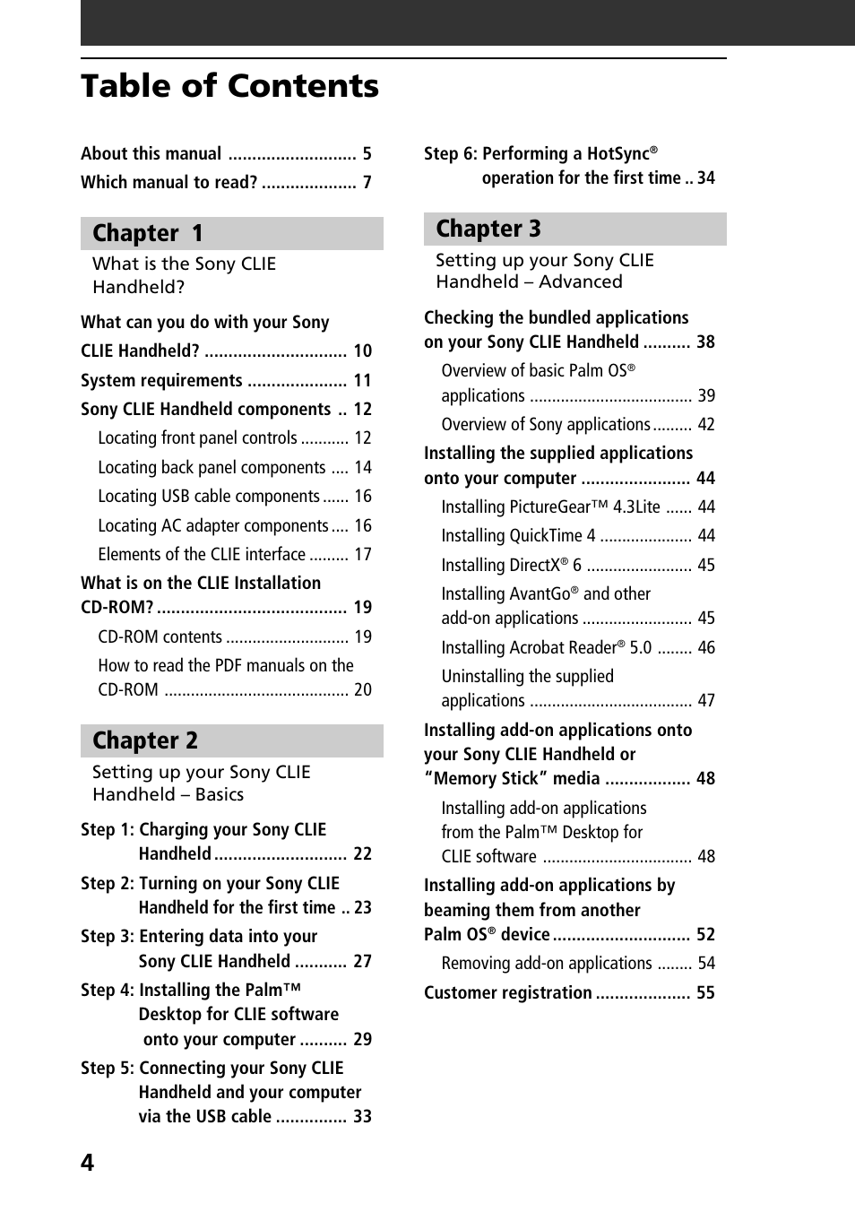 Sony PEG-S320 User Manual | Page 4 / 57