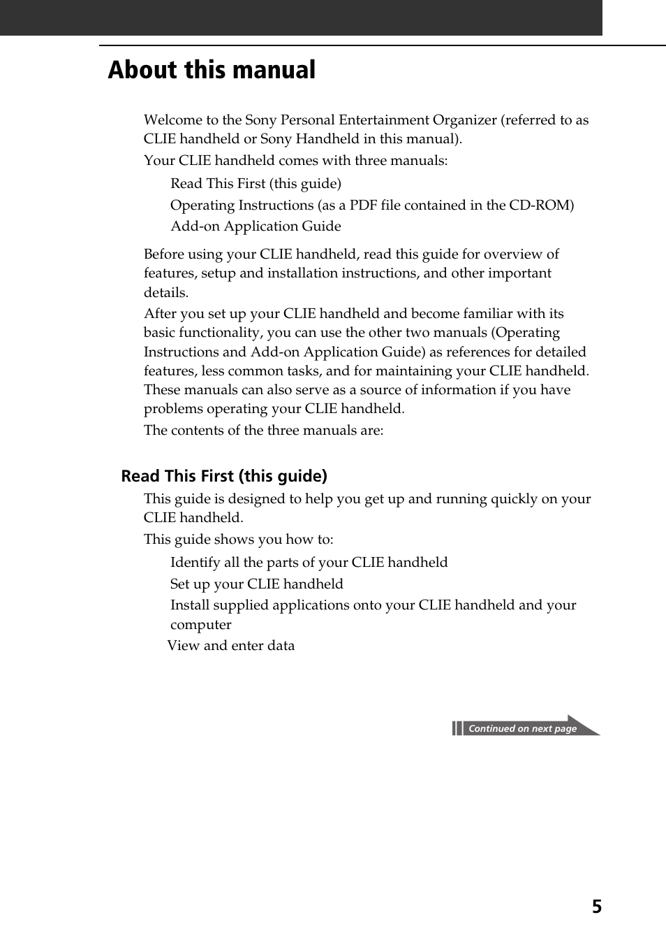 About this manual | Sony PEG-S320 User Manual | Page 5 / 57