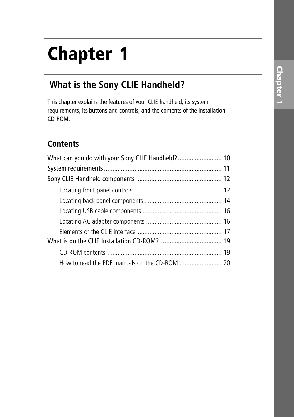 Chapter 1: what is the sony clie handheld, Chapter | Sony PEG-S320 User Manual | Page 9 / 57