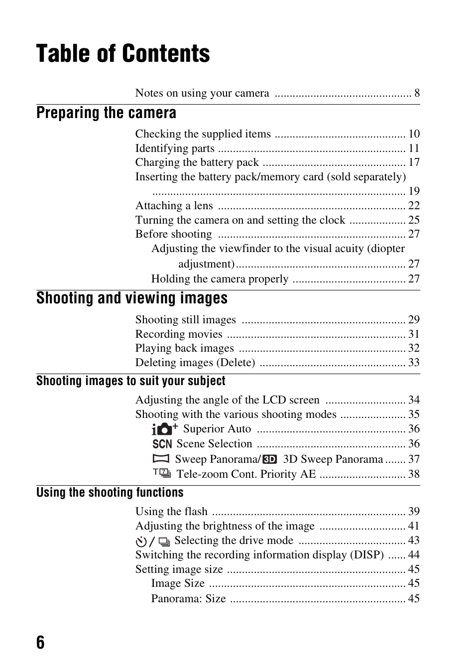 Sony SLT-A37K User Manual | Page 6 / 96