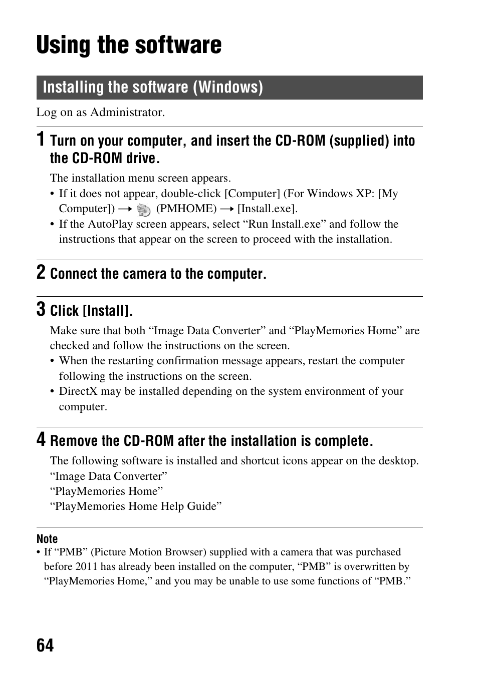 Using the software | Sony SLT-A37K User Manual | Page 64 / 96