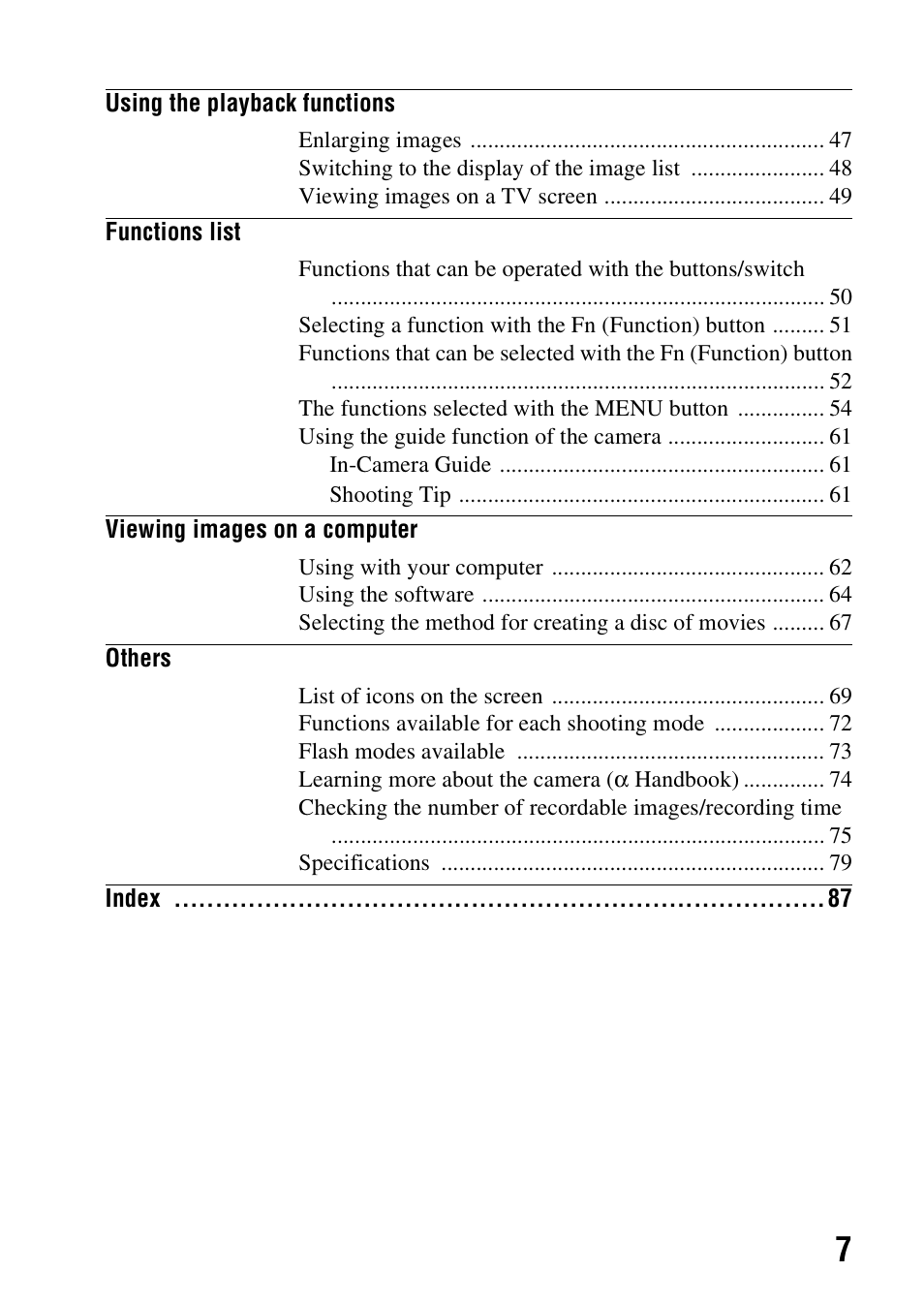 Sony SLT-A37K User Manual | Page 7 / 96