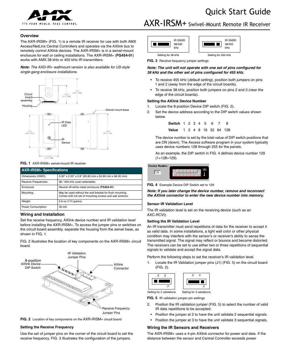 AMX AXR-IRSM+ User Manual | 2 pages