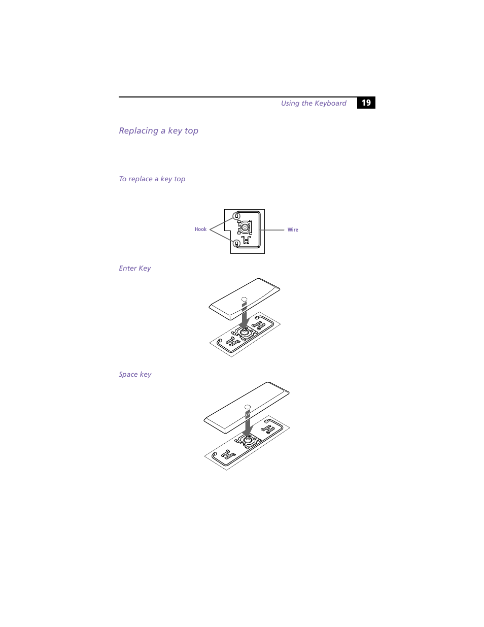 Replacing a key top | Sony PCG-N505VE User Manual | Page 29 / 93