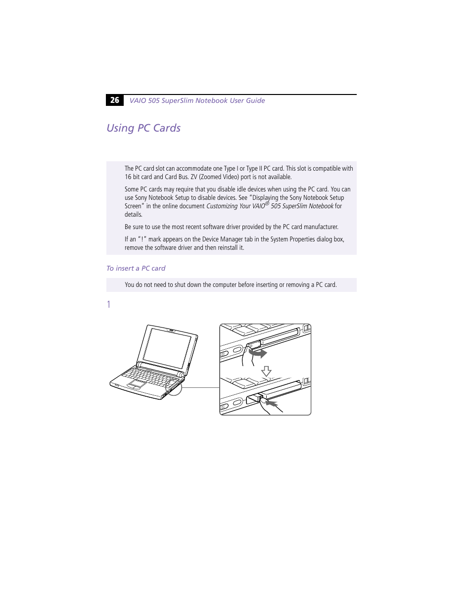 Using pc cards | Sony PCG-N505VE User Manual | Page 36 / 93