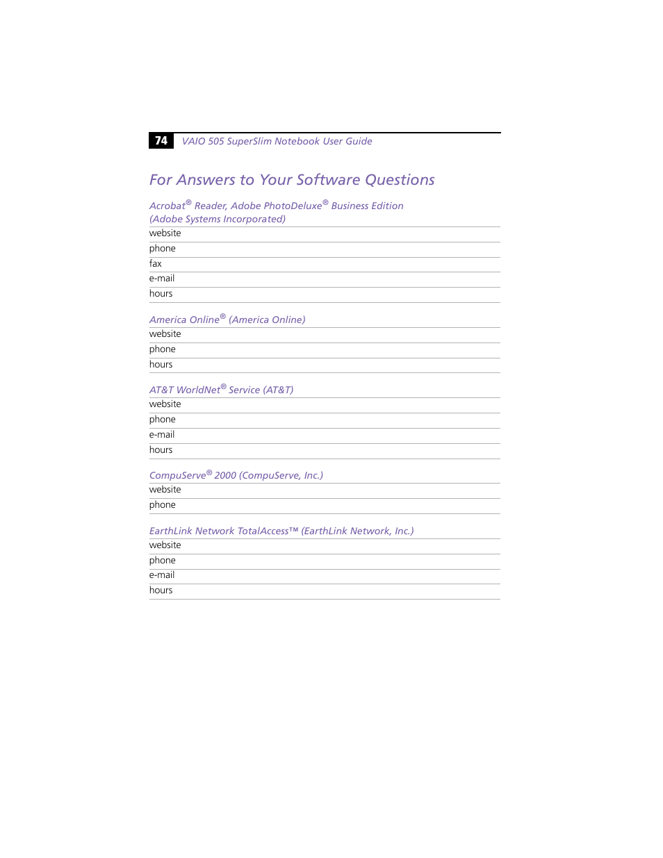 For answers to your software questions | Sony PCG-N505VE User Manual | Page 84 / 93