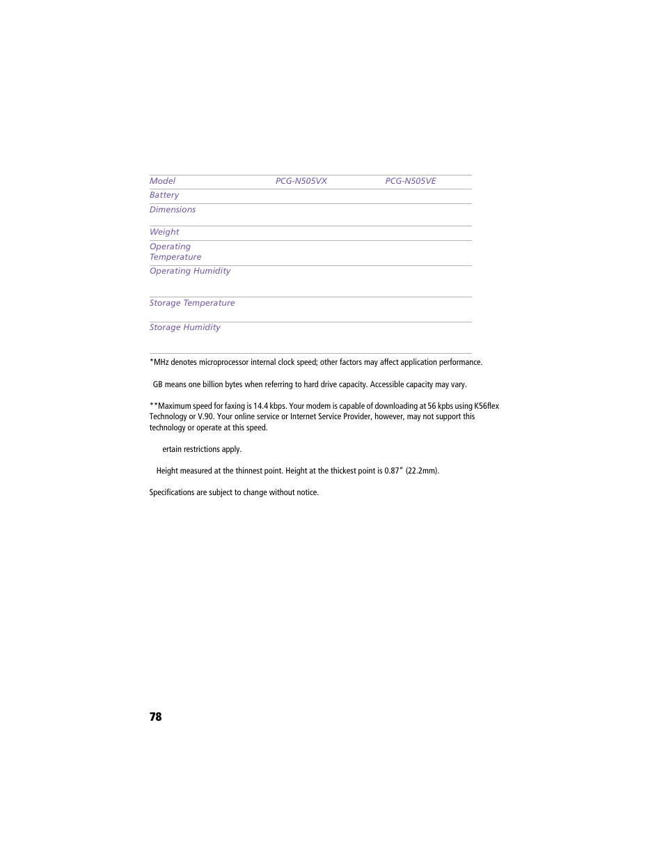 Sony PCG-N505VE User Manual | Page 88 / 93