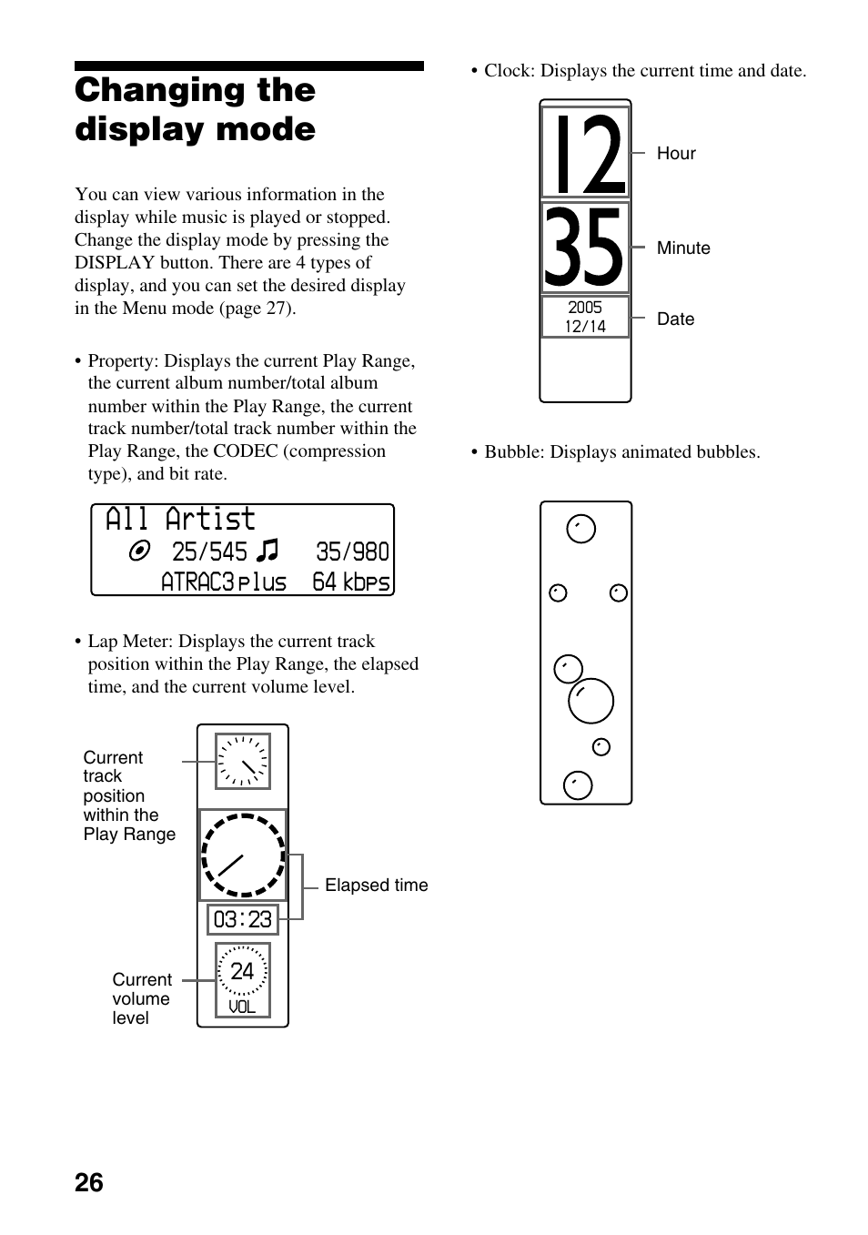 Changing the display mode, All artist, 64 plus | Sony NW-E407 User Manual | Page 26 / 55