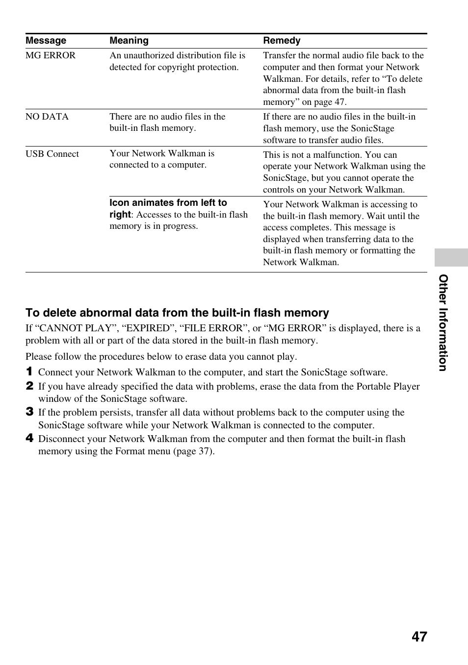 Sony NW-E407 User Manual | Page 47 / 55