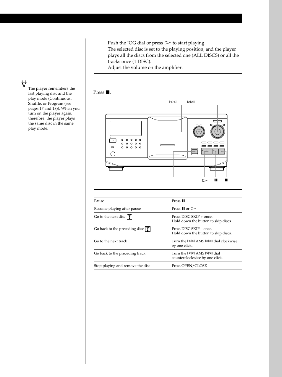 Basic operations, Press p, When you turn off the player | You need to, Open/close · p p | Sony CDP-CX355 User Manual | Page 11 / 36