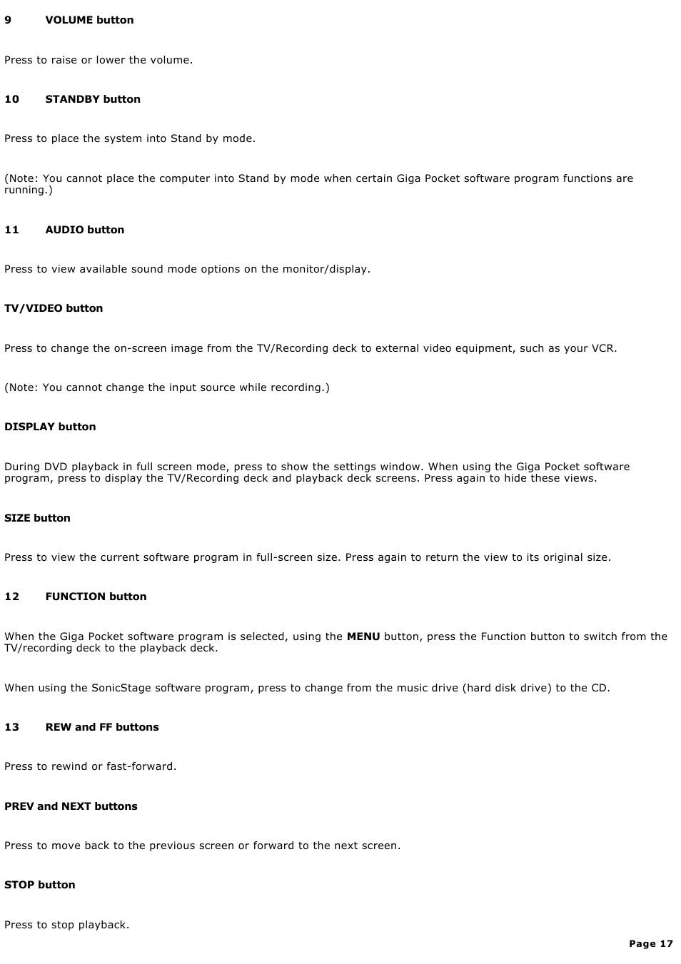 Sony PCV-RS530G User Manual | Page 17 / 143