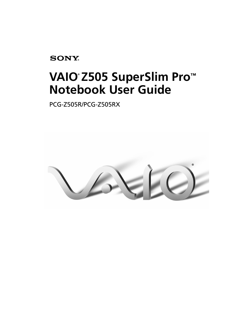 Sony PCG-Z505R User Manual | 97 pages