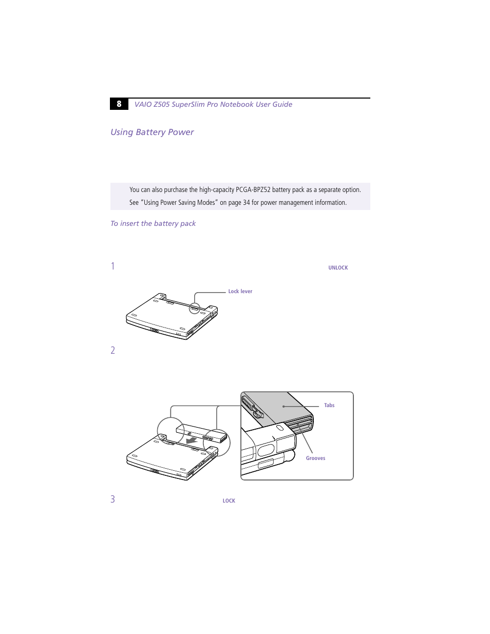 Using battery power | Sony PCG-Z505R User Manual | Page 18 / 97