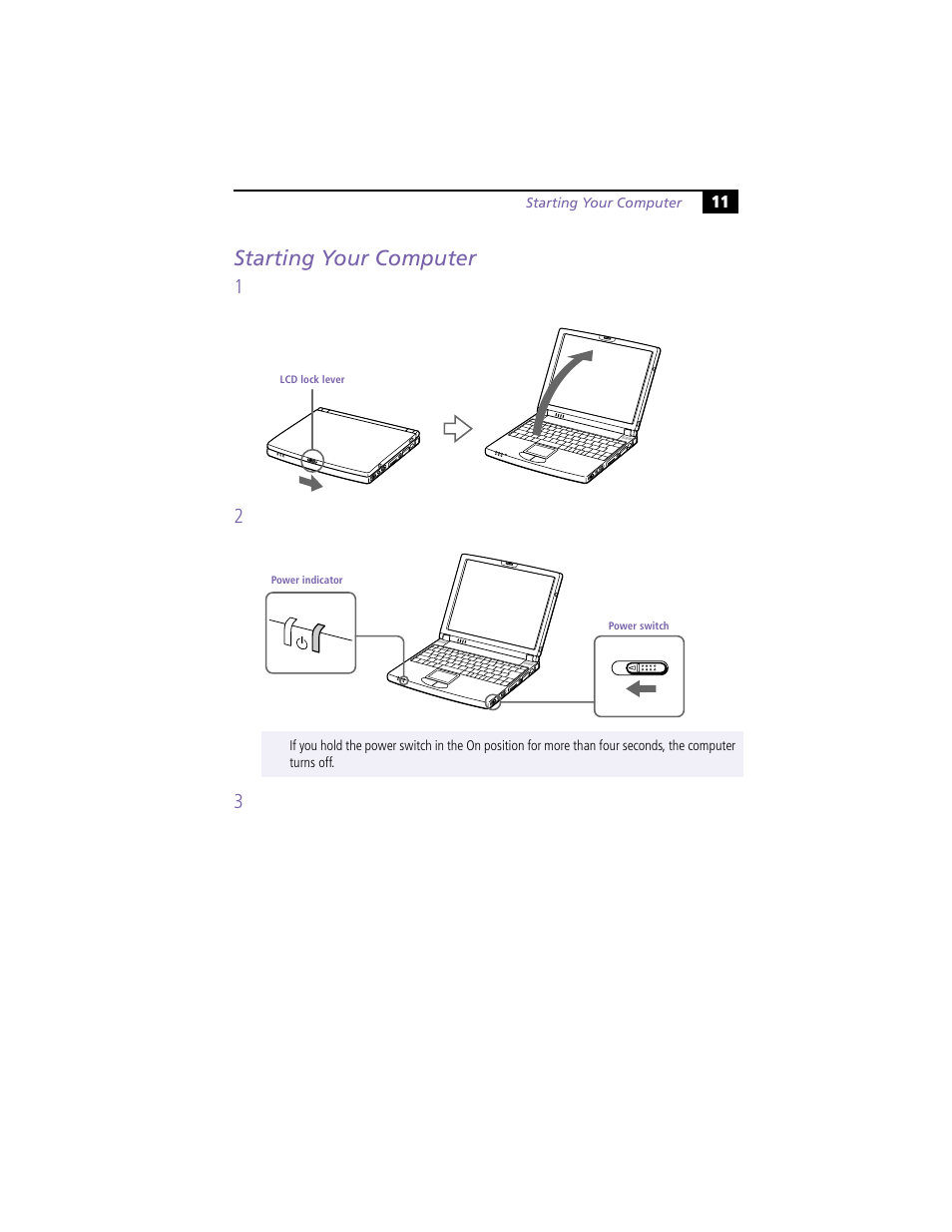 Starting your computer | Sony PCG-Z505R User Manual | Page 21 / 97