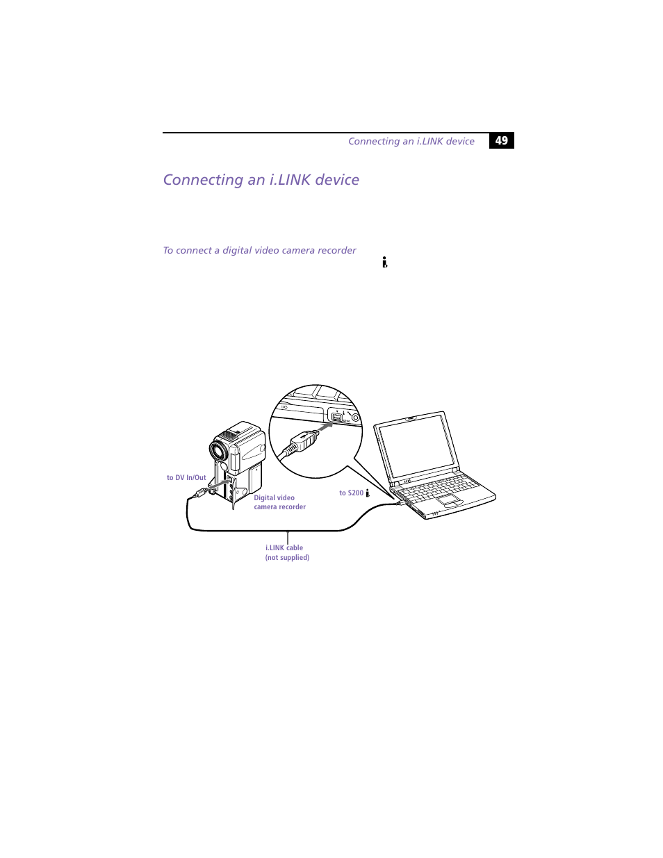 Connecting an i.link device | Sony PCG-Z505R User Manual | Page 59 / 97