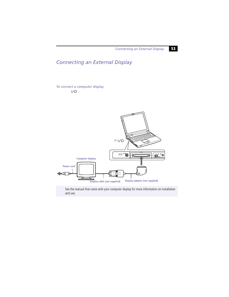 Connecting an external display | Sony PCG-Z505R User Manual | Page 63 / 97