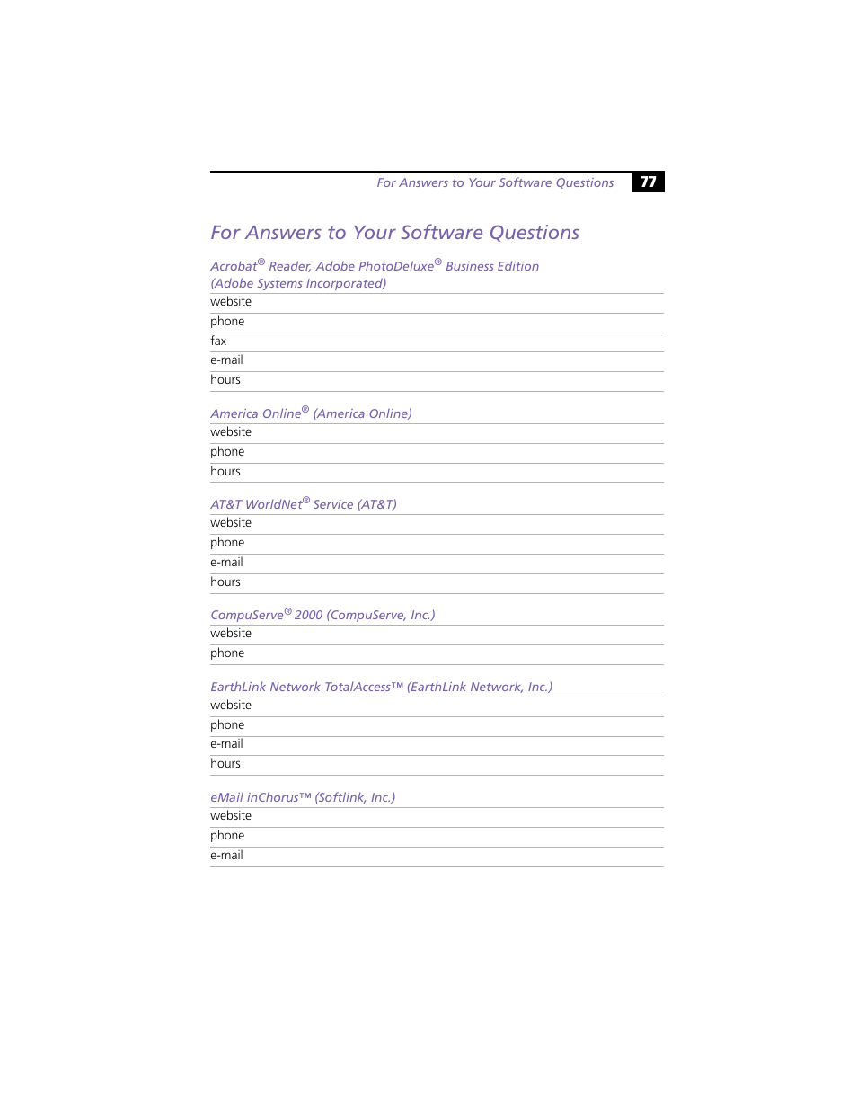 For answers to your software questions | Sony PCG-Z505R User Manual | Page 87 / 97