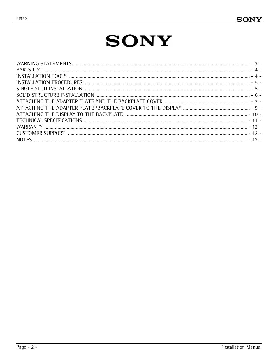 Sony SFM2 User Manual | Page 2 / 12