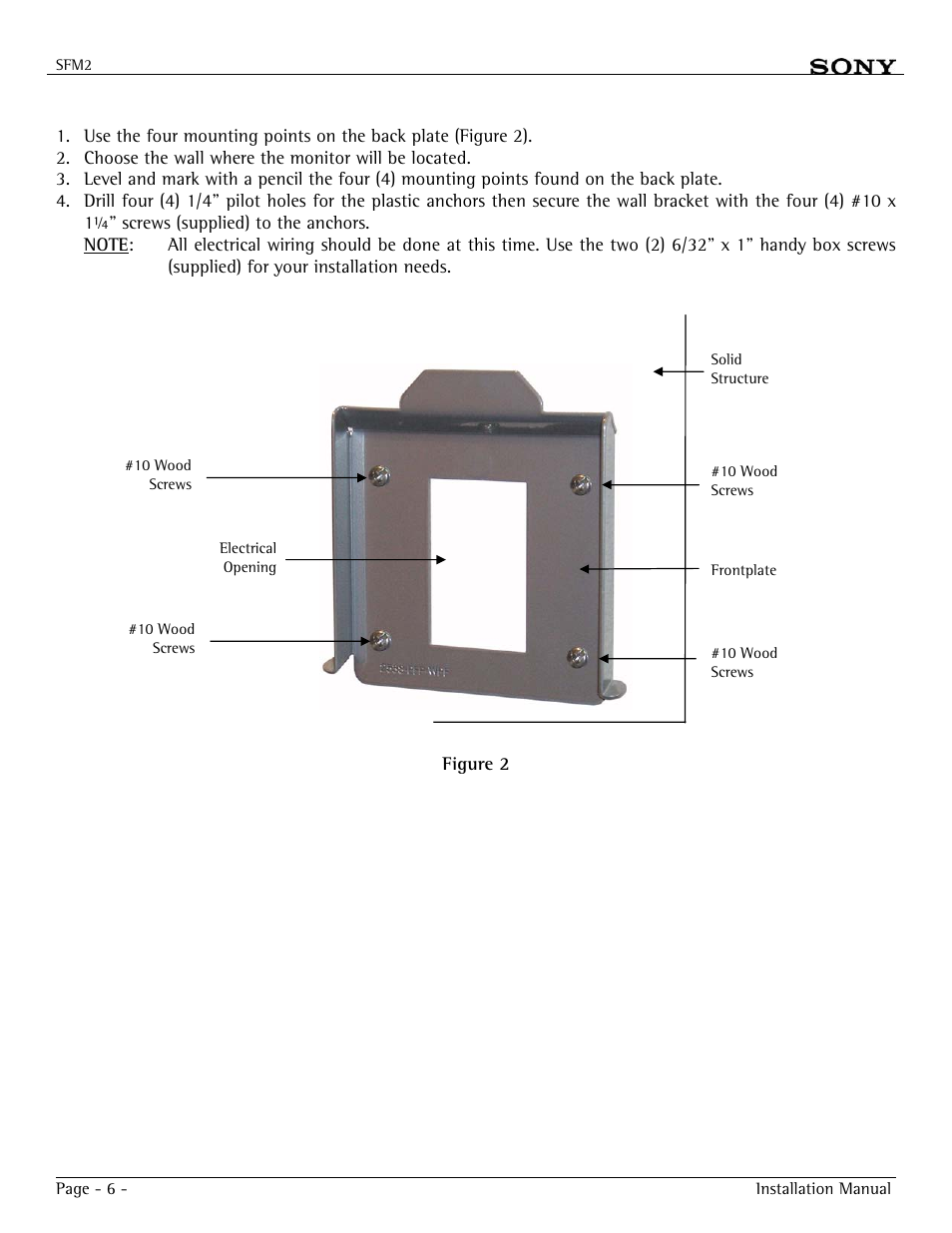 Solid structure installation | Sony SFM2 User Manual | Page 6 / 12