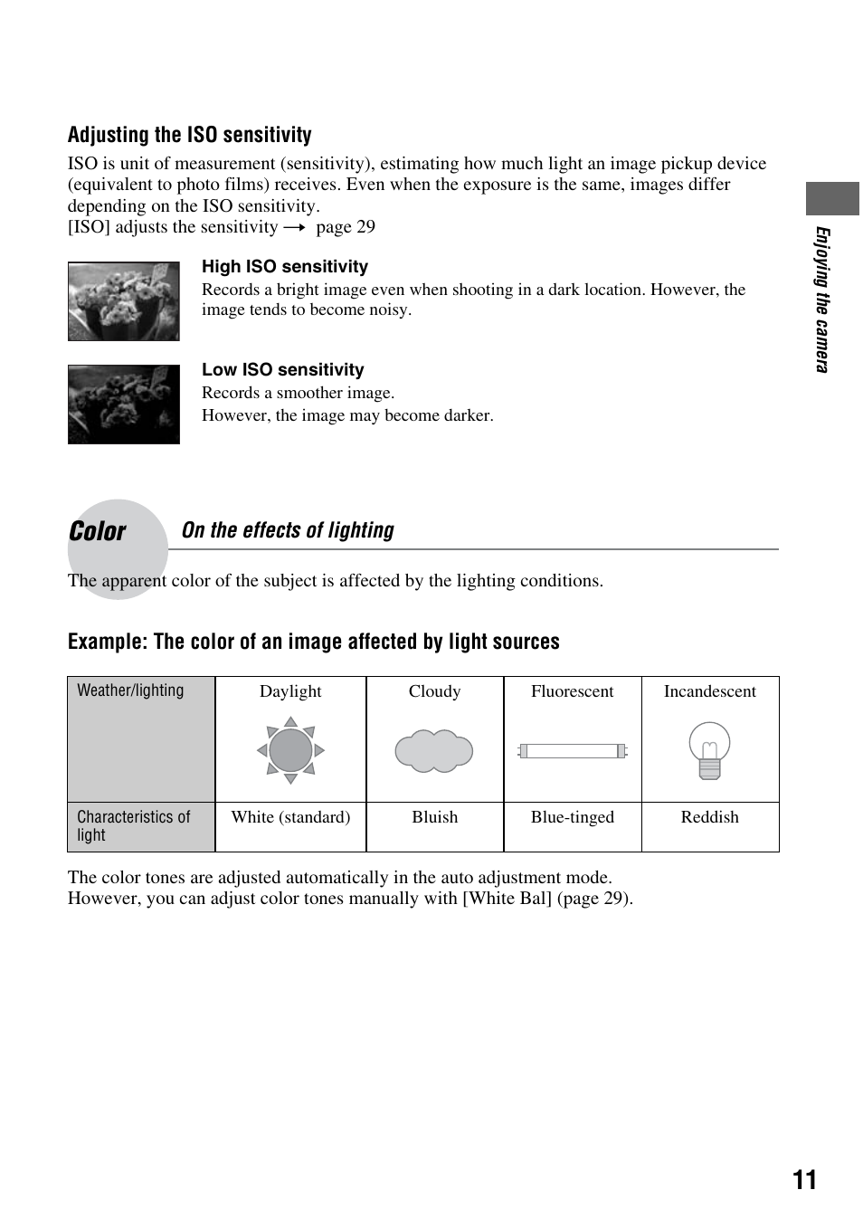 Color | Sony DSC-S45 User Manual | Page 11 / 91