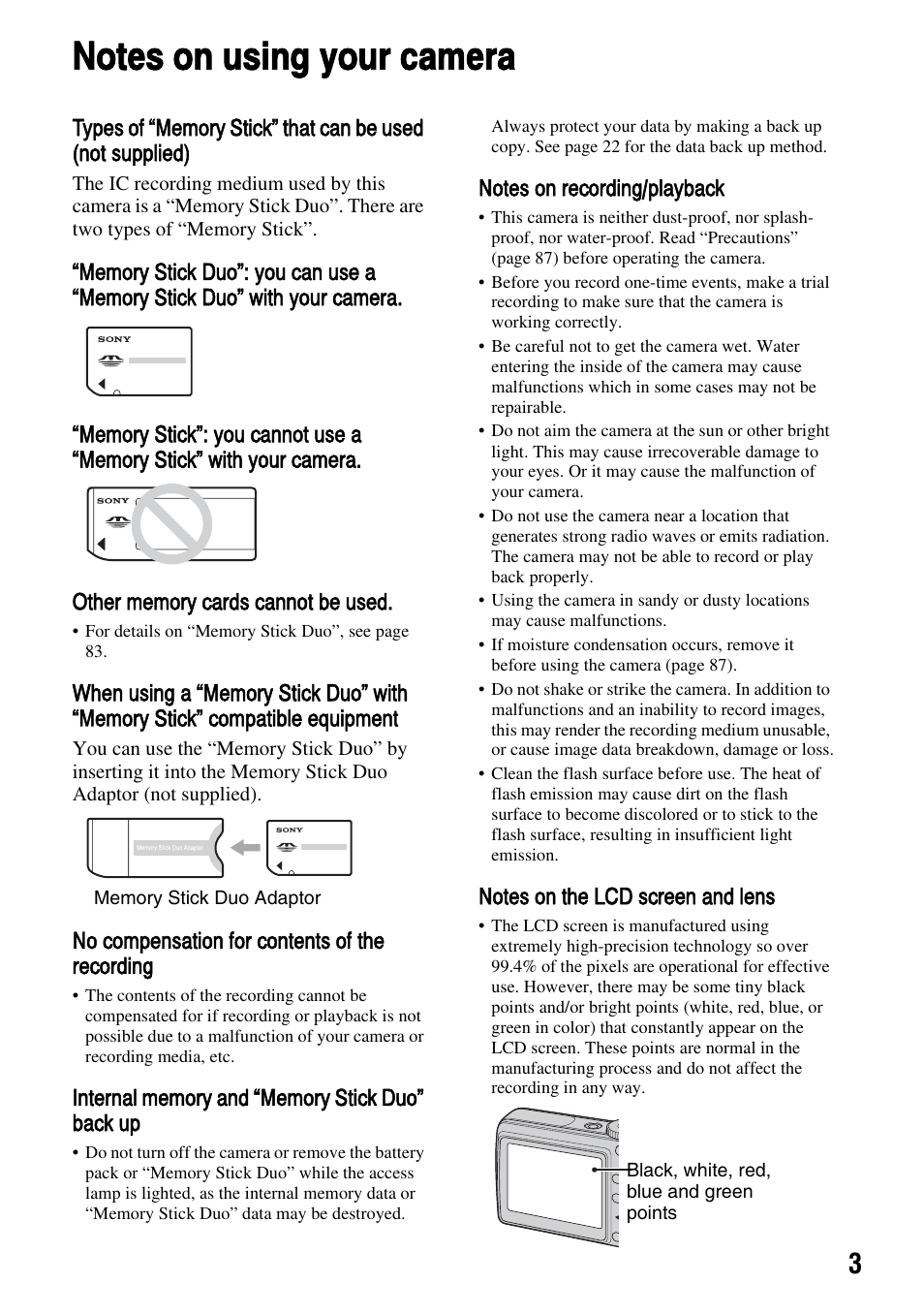 Sony DSC-S45 User Manual | Page 3 / 91