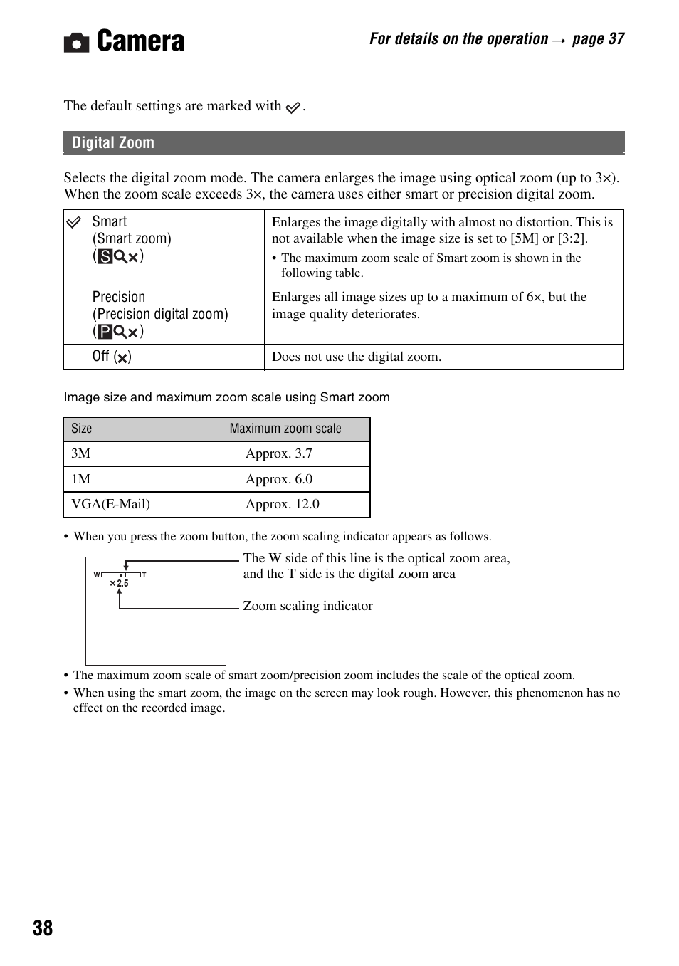 Camera | Sony DSC-S45 User Manual | Page 38 / 91