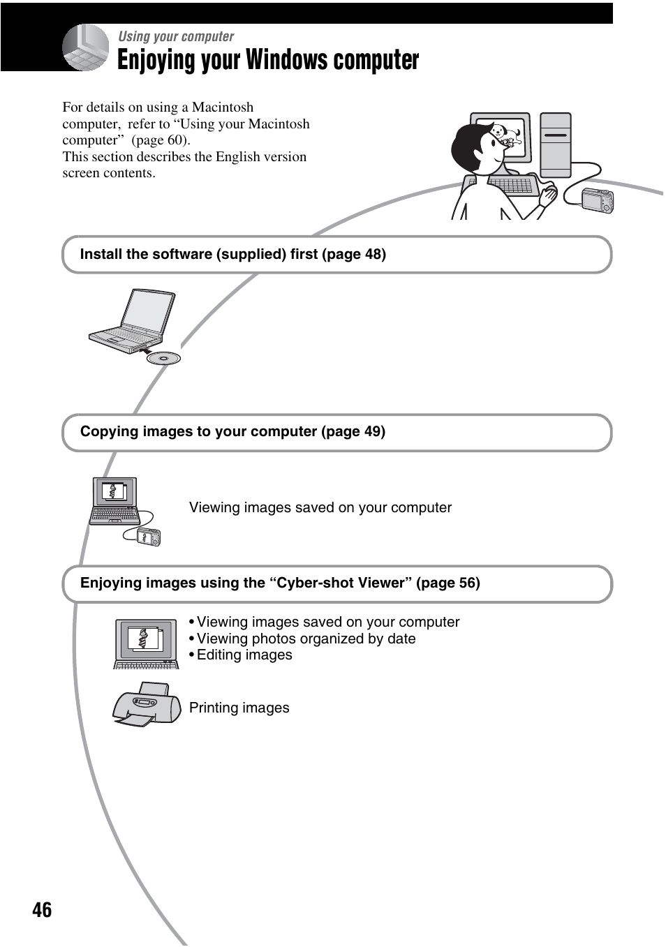 Enjoying your windows computer | Sony DSC-S45 User Manual | Page 46 / 91