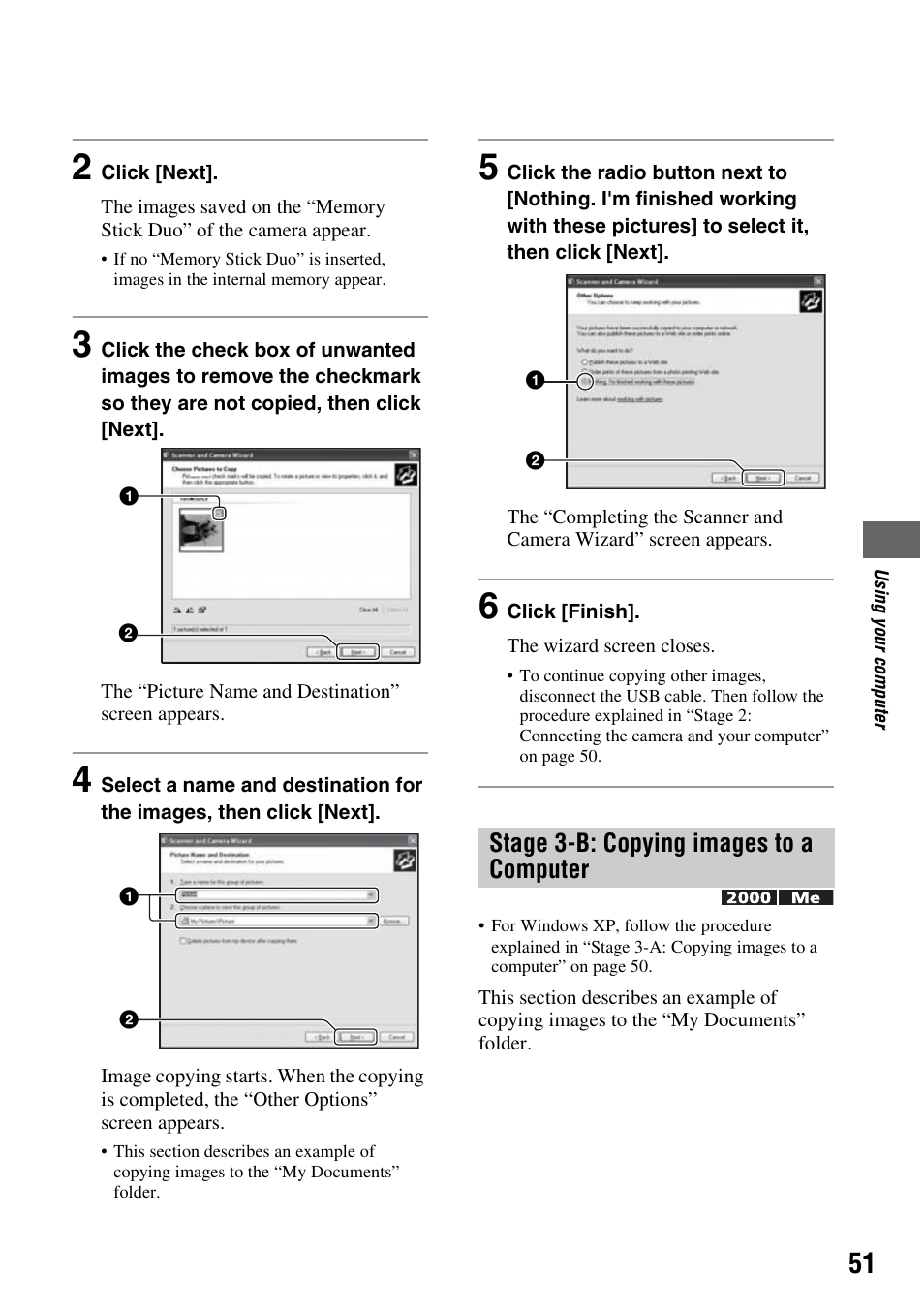 Stage 3-b: copying images to a computer | Sony DSC-S45 User Manual | Page 51 / 91