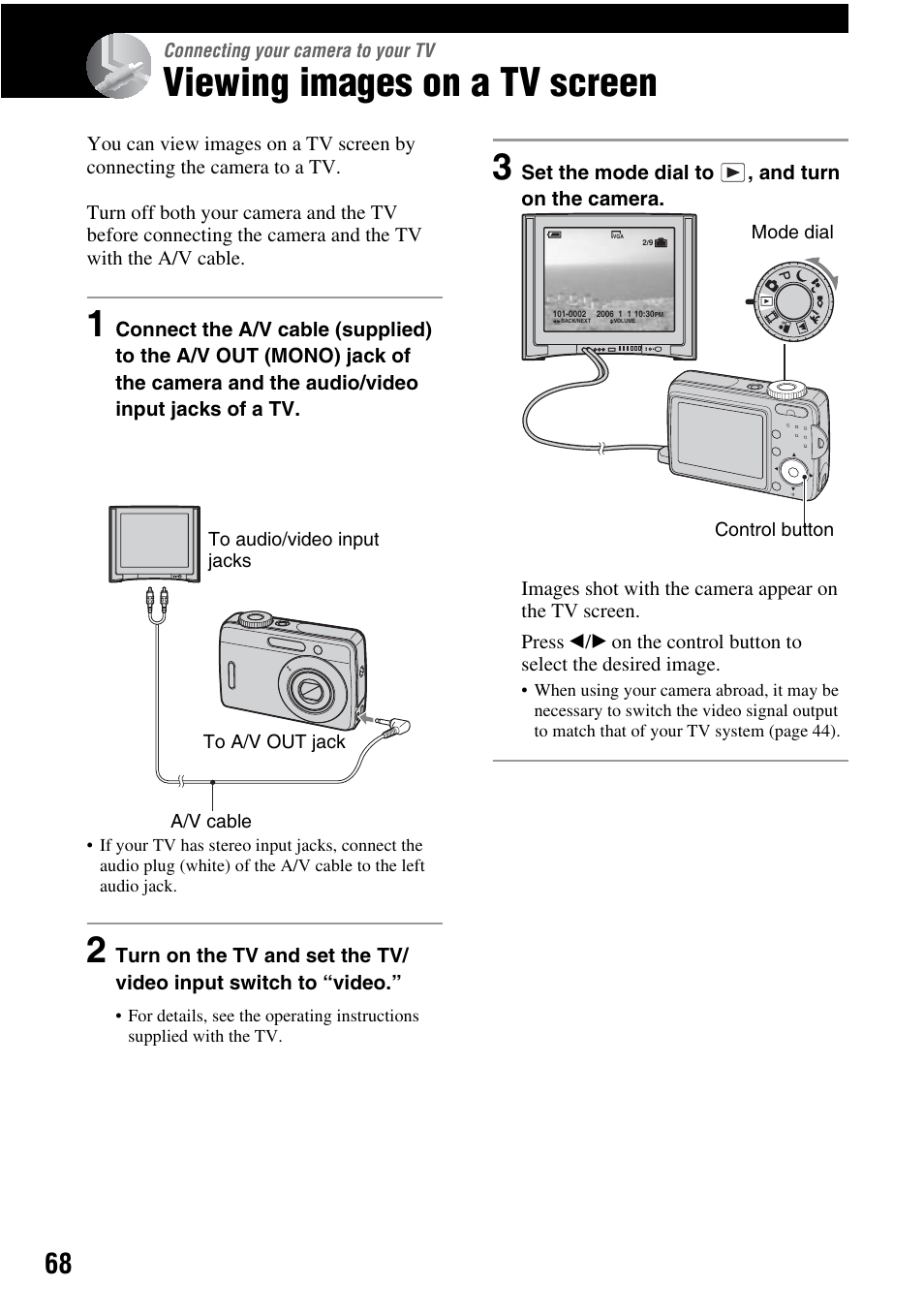 Viewing images on a tv screen | Sony DSC-S45 User Manual | Page 68 / 91