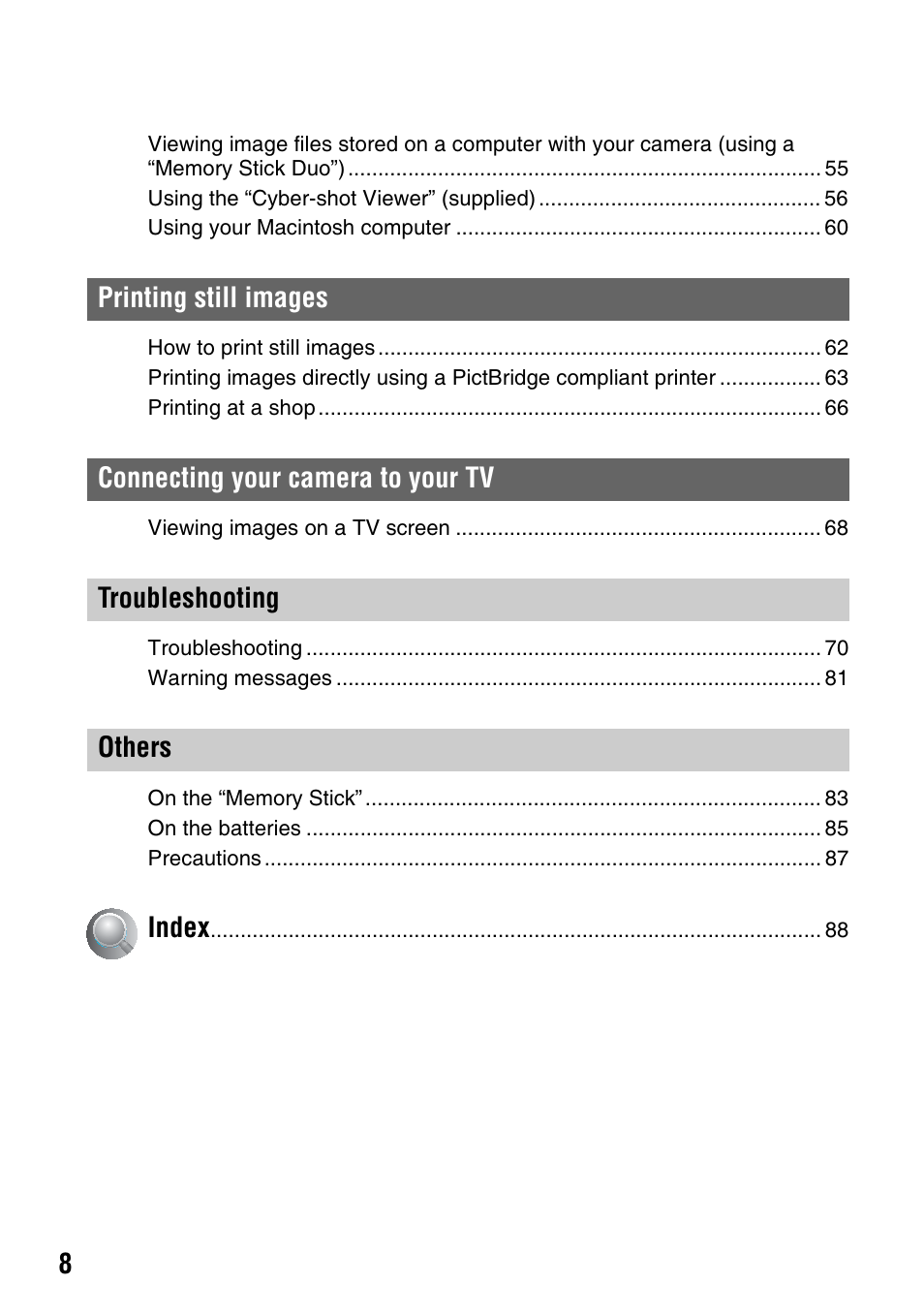 Sony DSC-S45 User Manual | Page 8 / 91