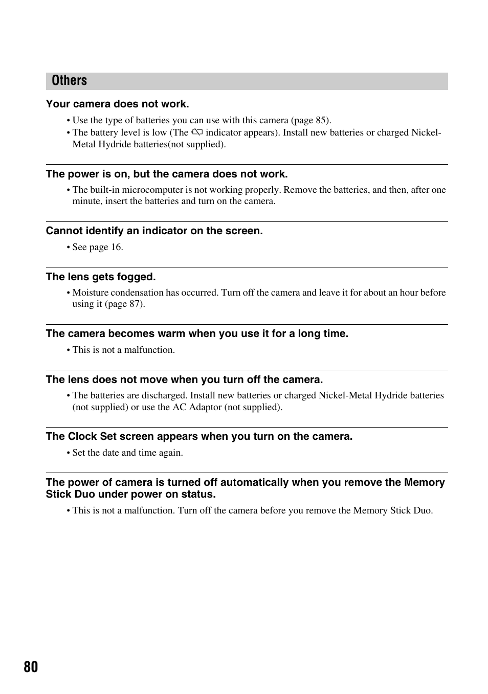 Others | Sony DSC-S45 User Manual | Page 80 / 91