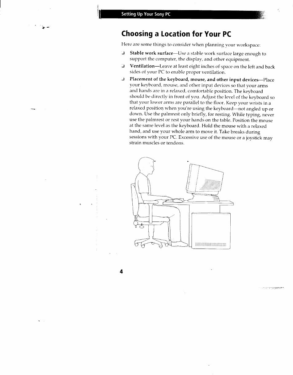 Choosing a location for your pc | Sony PCV-90 User Manual | Page 11 / 155