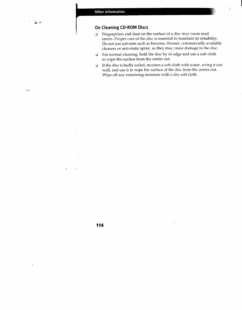 On cleaning cd-rom discs | Sony PCV-90 User Manual | Page 121 / 155