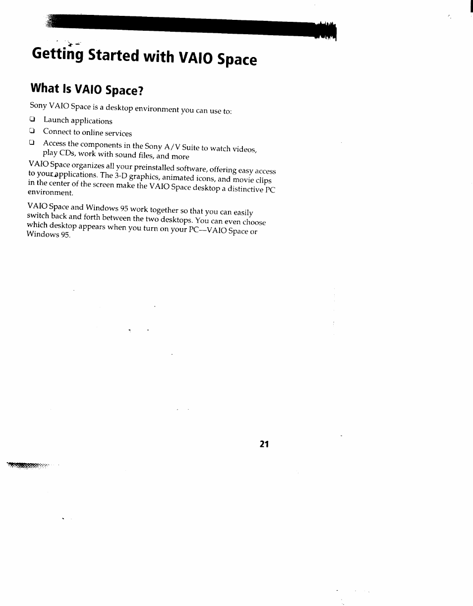 Getting started with vaio space, What is vaio space | Sony PCV-90 User Manual | Page 28 / 155