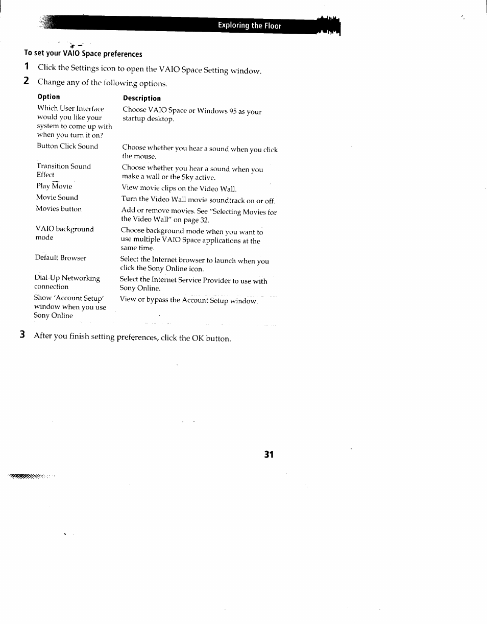 To set your vaio space preferences | Sony PCV-90 User Manual | Page 38 / 155