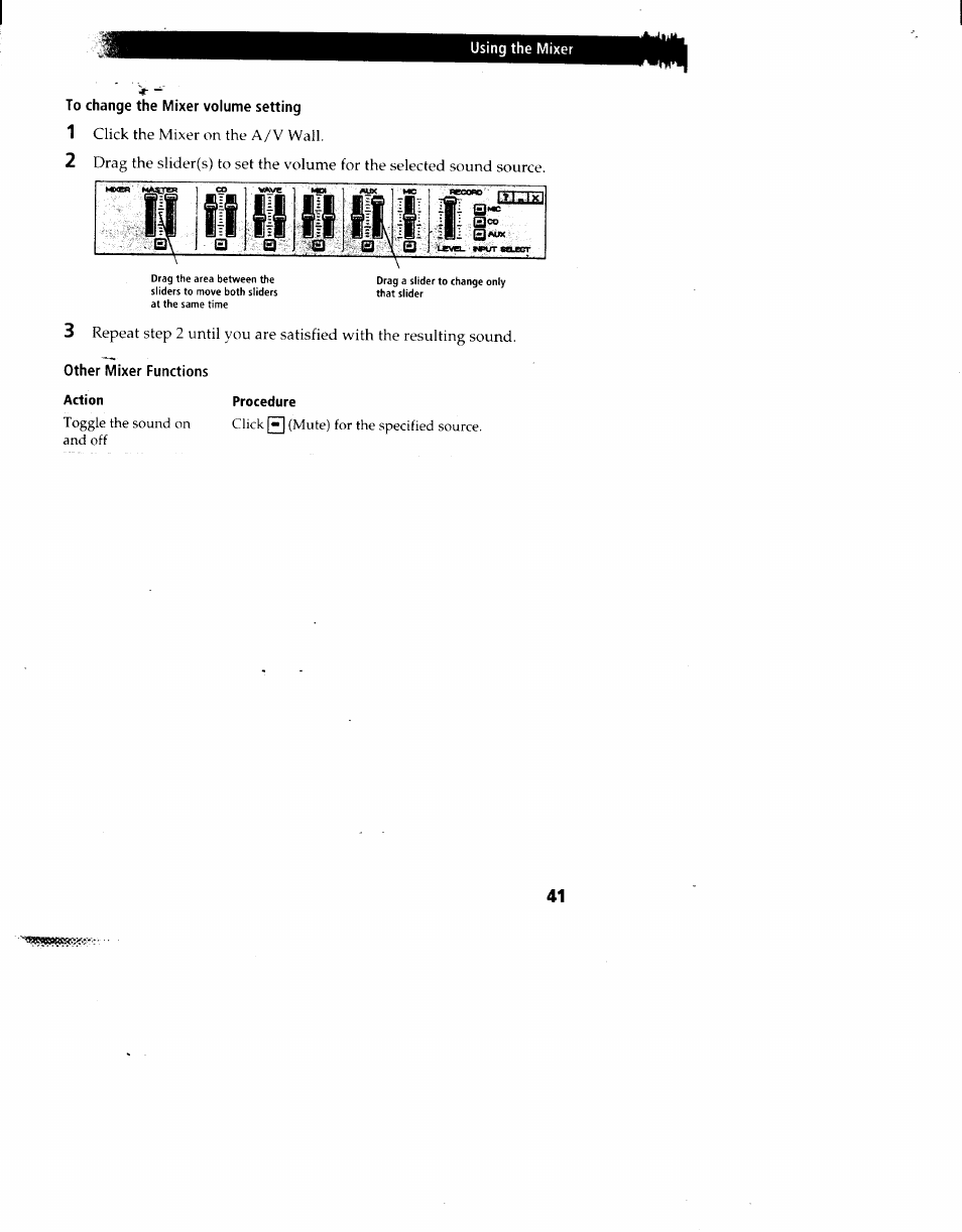 To change the mixer volume setting, M'ii'lijiji | Sony PCV-90 User Manual | Page 48 / 155