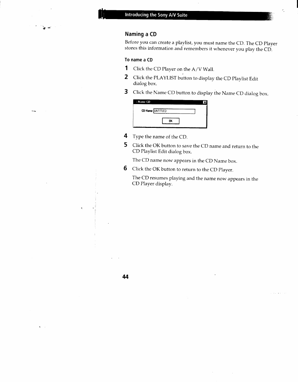 Naming a cd, To name a cd | Sony PCV-90 User Manual | Page 51 / 155