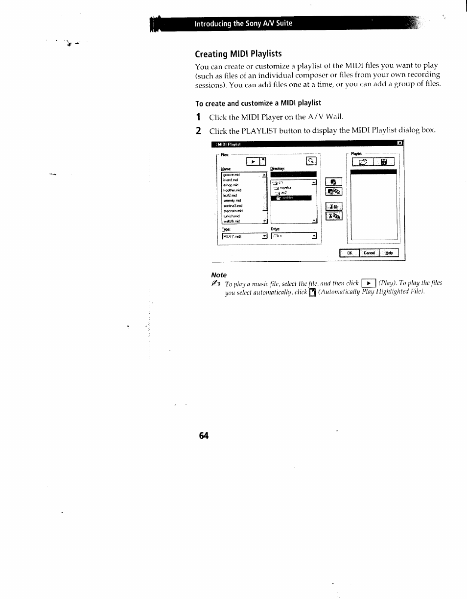 Creating midi playlists, To create and customize a midi playlist | Sony PCV-90 User Manual | Page 71 / 155