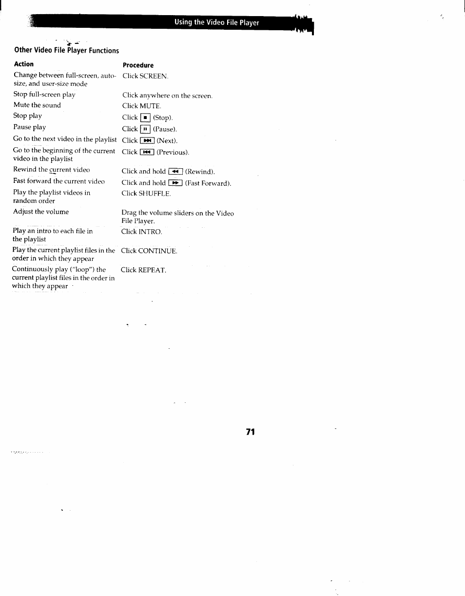 Other video file player functions action | Sony PCV-90 User Manual | Page 78 / 155