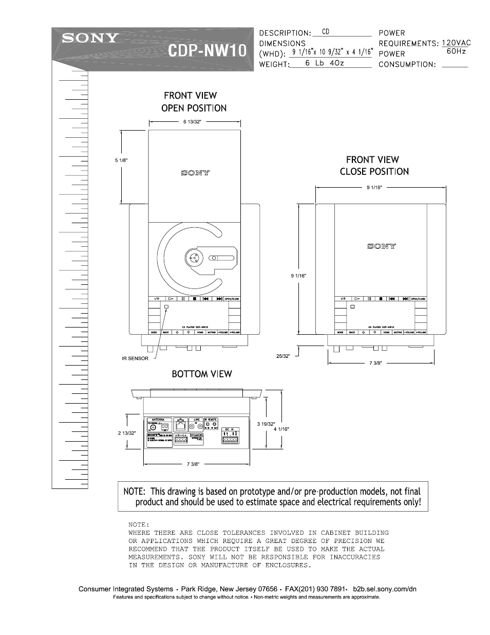 Sony CDP-NW10 User Manual | 3 pages