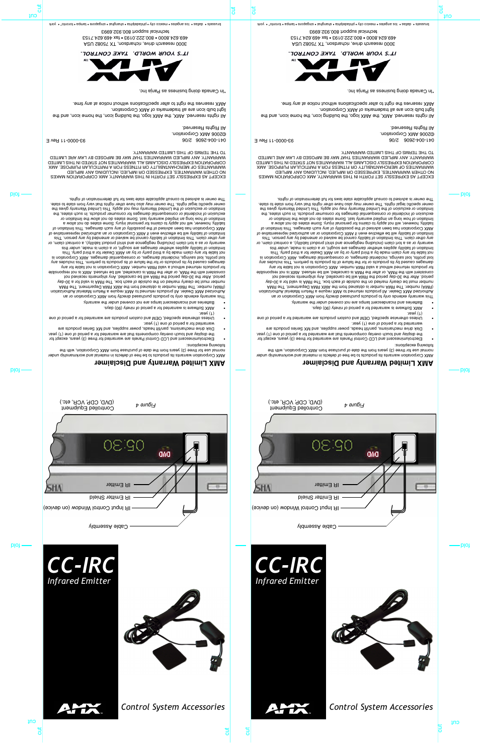 AMX Infrared Emitter CC-IRC User Manual | 8 pages